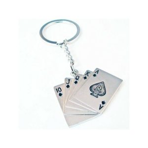 12 Keychains Holder del portador de la llave con el marcador de posición con las cartas de juego Poker Royal barato