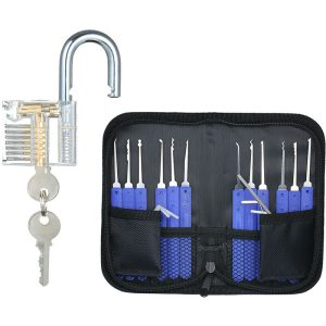 17 pcs Juego de ganzúas con candado de entrenamiento visible Cerradura de práctica transparente Herramientas de cerrajería Juego de ganzúas para barato