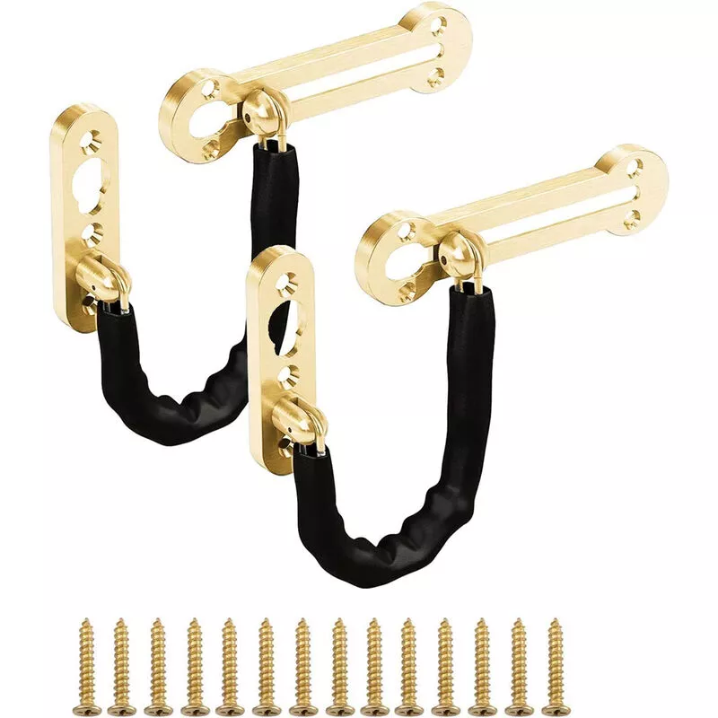 2 Pack Cadena Puerta de Seguridad Restrictores de Cadena Pestillo de Puerta con Cuero de pu y Tornillos Dorado barato