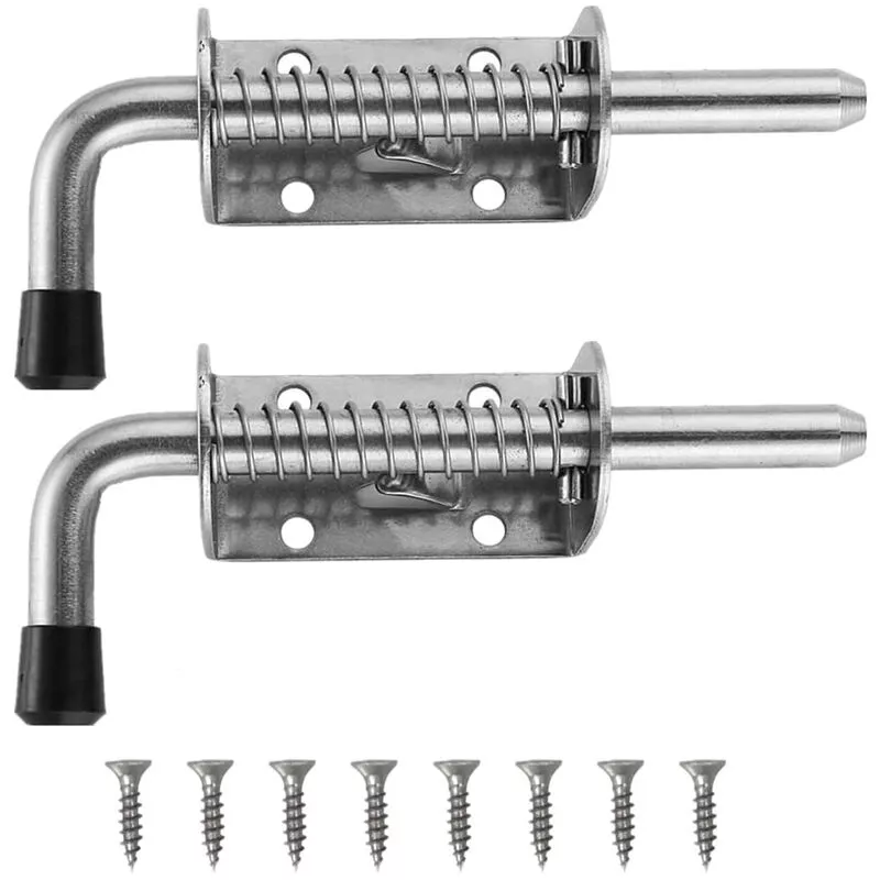 2 Pack Pestillo Puerta Corredera con Muelle Cerrojo Puerta de Acero Inoxidable con Tornillos para Garaje Jardín barato