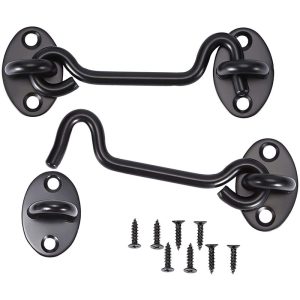 2 Pcs Cerrojos para Puertas de Acero Inoxidable Gancho de Ventana con Tornillos Negro - 10cm barato