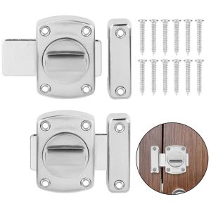 2 Piezas Cerrojo Puerta de Seguridad de Aleación de Zinc Cerradura Puerta Interior con Tornillos para Salón Dormitorio Baño - Plata barato