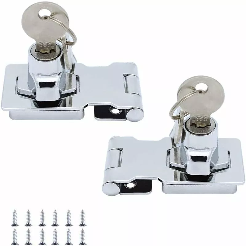 2 unidades) Cerradura de cerrojo de metal 65 mm Perno de puerta Hebilla de pestillo con candado y llave - Herrajes cromados para cerrar cobertizos barato