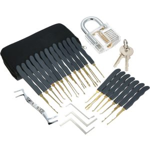 24 piezas de bloqueo de desbloqueo de herramientas de juego de selección con bloqueo de candado de entrenamiento de práctica transparente para barato