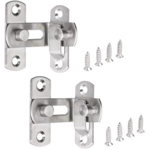 2x Pestillo Puerta Corredera de 90 Grados Hebillas de Pestillo de Puerta Corrediza en Ángulo Recto con Tornillos - Plata barato