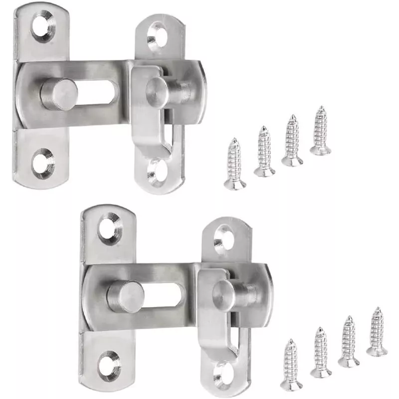 2x Pestillo Puerta Corredera de 90 Grados Hebillas de Pestillo de Puerta Corrediza en Ángulo Recto con Tornillos - Plata barato