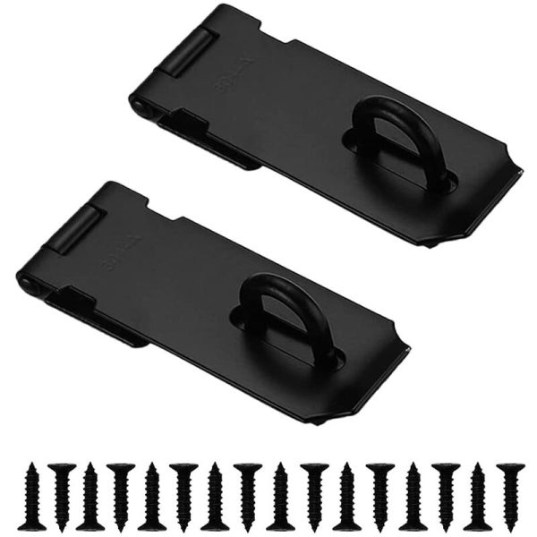 2x Pestillo de Puerta de Acero Inoxidable Hebilla de Puerta Candado con Tornillos para Ventana Gabinete Garaje - Negro barato