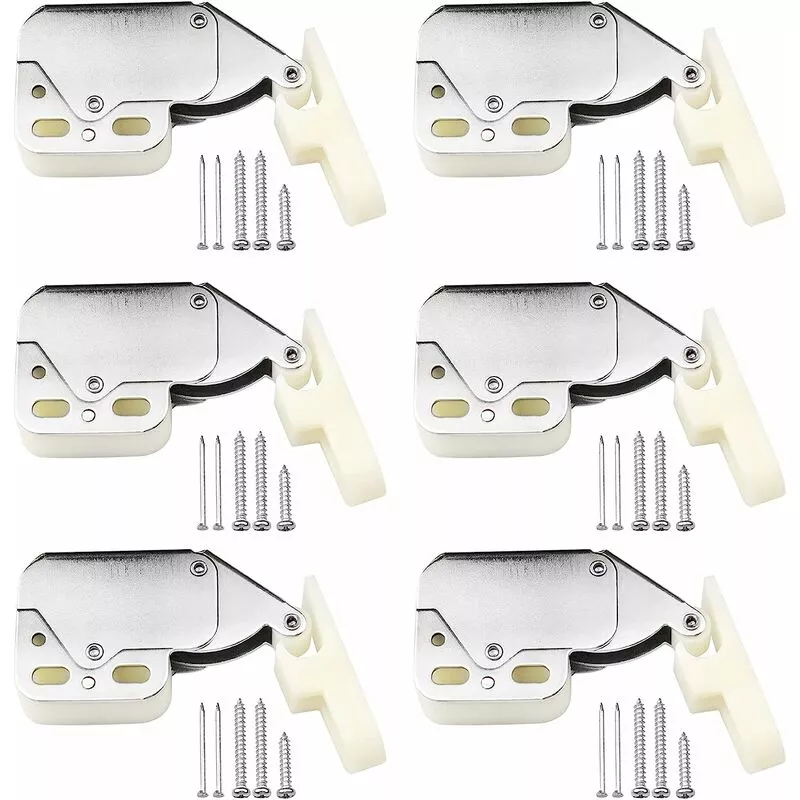6 piezas Mini pestillos táctiles pestillos de puerta Mini pestillo pestillo de bloqueo de resorte con tornillos para puertas de casa armarios ventanas barato
