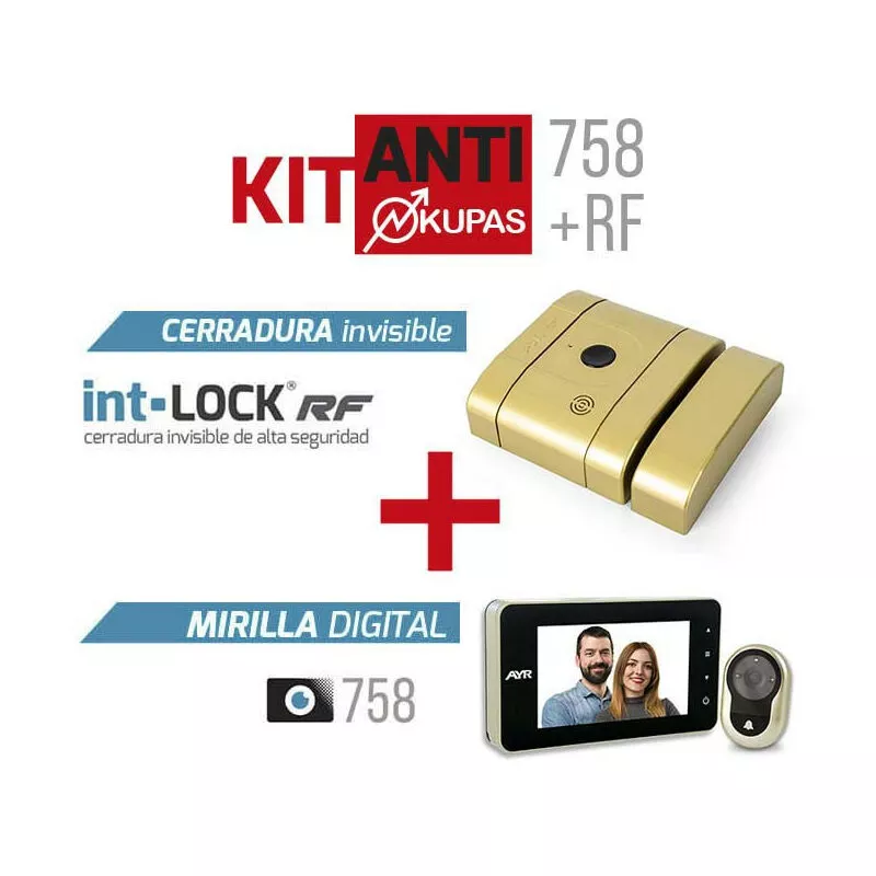 AYR - Kit Antiokupas mirilla digital 758 y Cerradura rf latonado barato