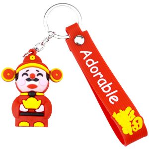 Adorable Llavero Dios de la Riqueza para el Año Nuevo Chino 2022 Patrón de Dibujos Animados Chino '' Caishen '' Llavero Linda decoración colgante barato