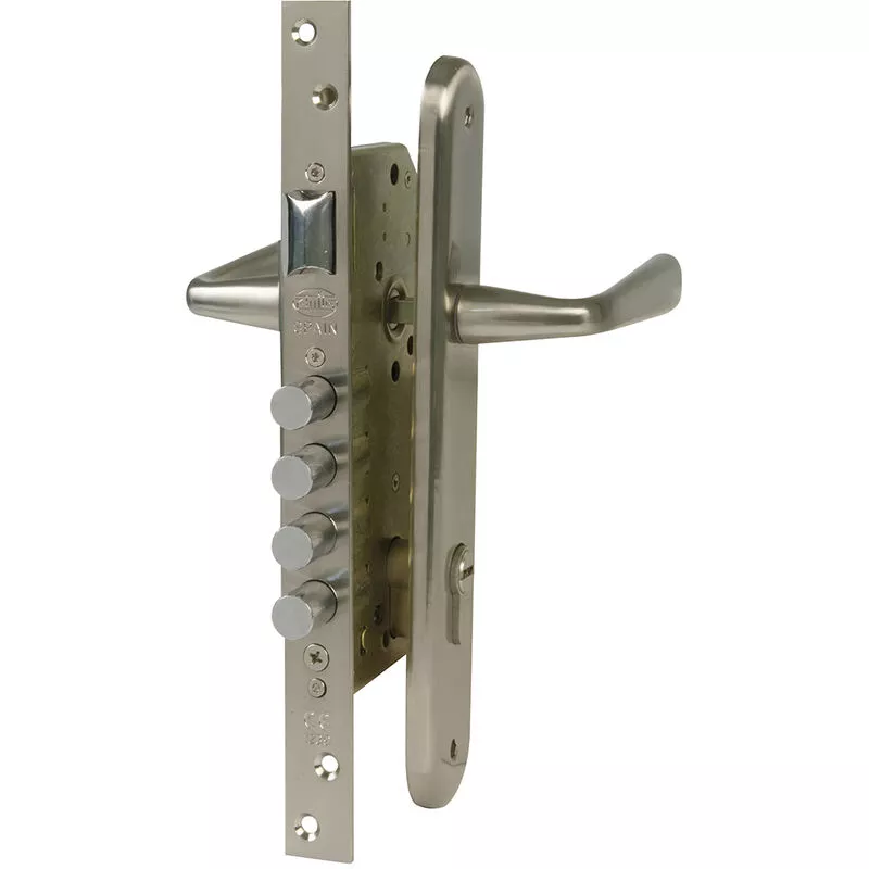 Amig - Kit cerradura madera + manilla Cromado mate modelo 1 3 barato