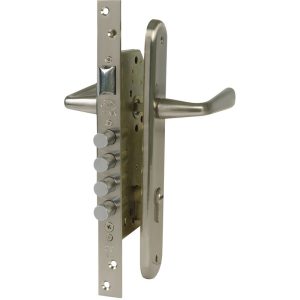 Amig - Kit cerradura madera + manilla Latonado barnizado modelo 1 1 barato