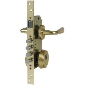 Amig - Kit cerradura madera + manilla Latonado barnizado modelo 4 1 barato