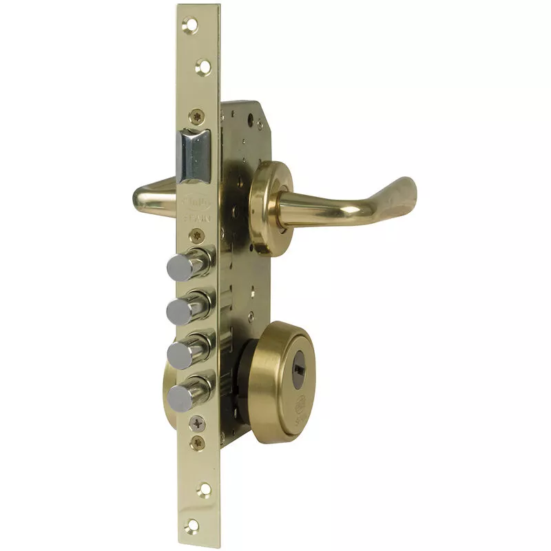 Amig - Kit cerradura madera + manilla Latonado barnizado modelo 4 1 barato