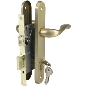 Amig - Kit cerradura + manilla Latonado barnizado modelo barato