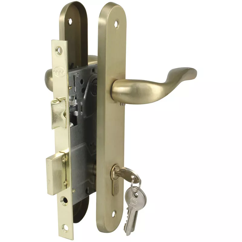 Amig - Kit cerradura + manilla Latonado barnizado modelo barato