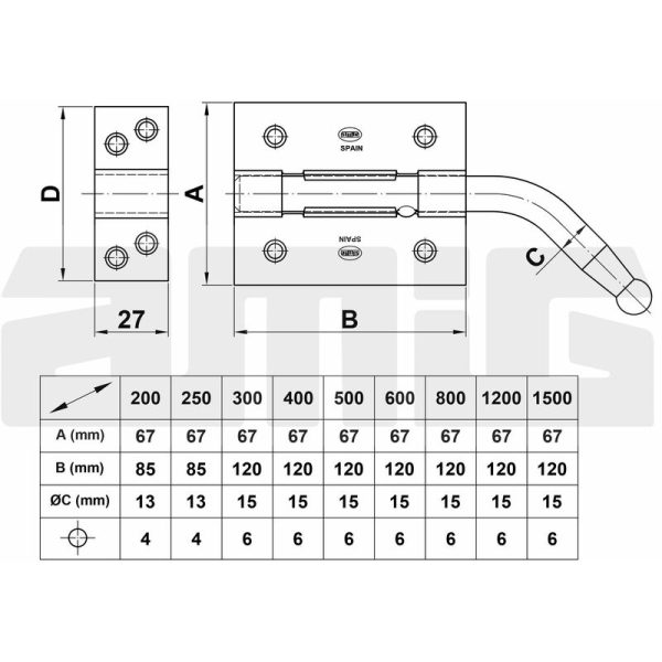 Amig Pasador 320 200 Inox Largo Barra Curva barato