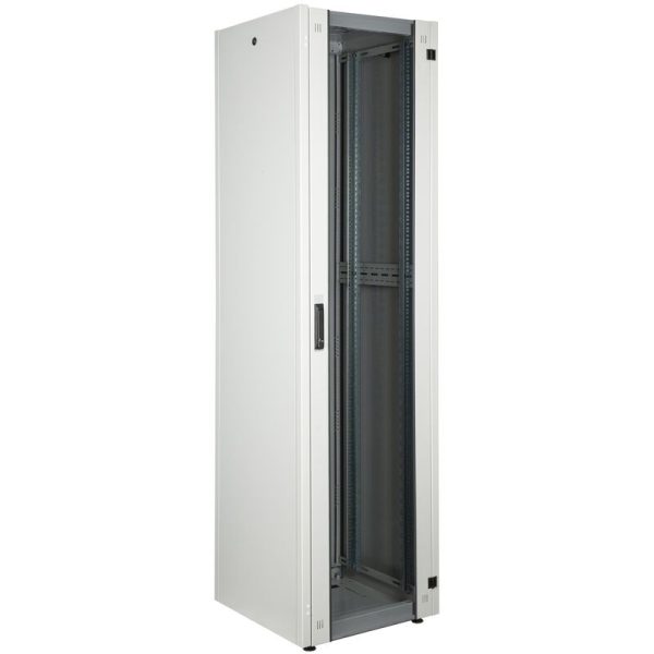 Armario EcoRack 47U 19" blanco de pie con puerta de cristal 600 x 600 x 2202 mm - Cablemarkt barato