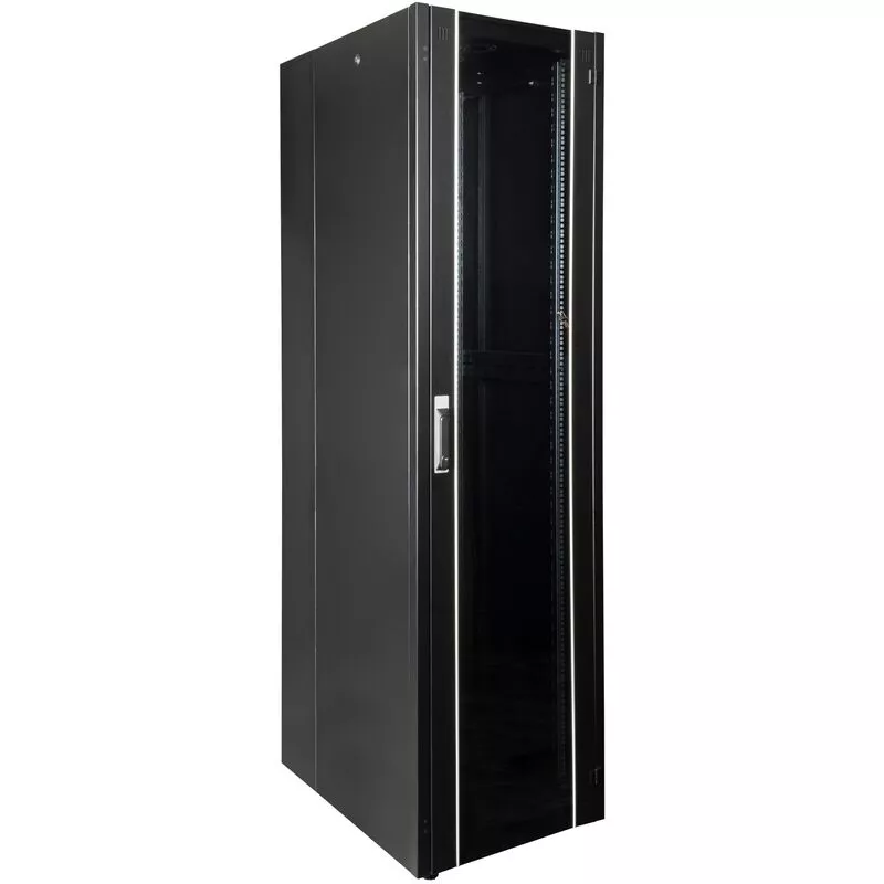 Armario EcoRack 47U 19" negro de pie con puerta de cristal 600 x 800 x 2202 mm - Cablemarkt barato