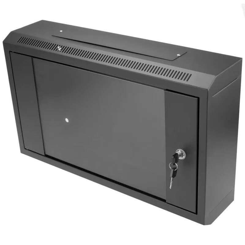 Armario Rack 19" 6U negro para pared con puerta transparente 600 x 150 x 370 mm - Cablemarkt barato