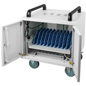 Armario de carga y transporte de 10 ordenadores de color blanco con 16 schuko en 2 regletas - Cablemarkt barato