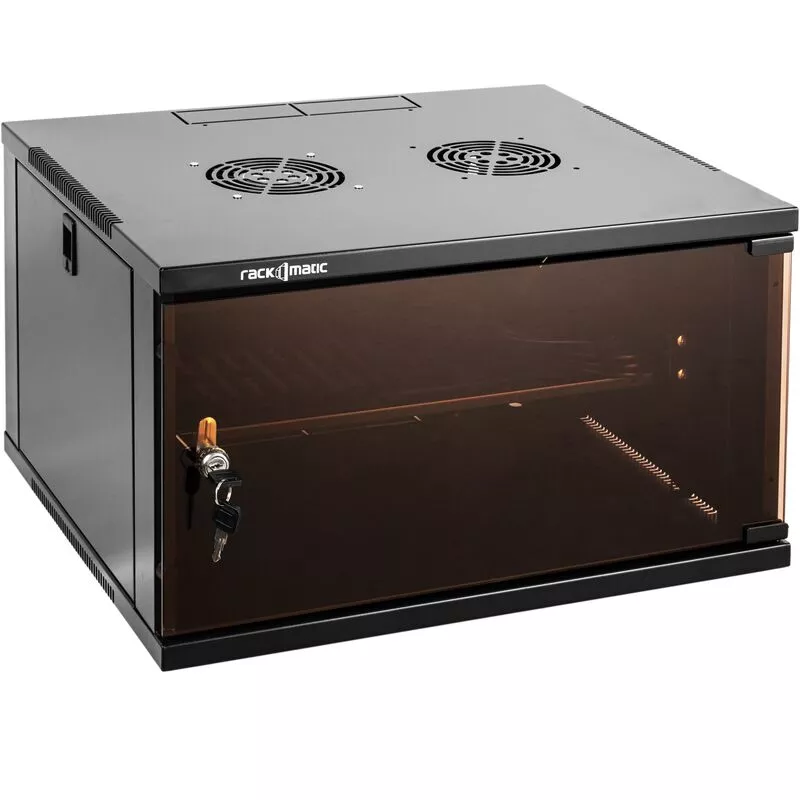 Armario rack 19 mural de 6U negro SOHOrack 540x450x312 mm con bandeja 255 mm y ventilador - Rackmatic barato