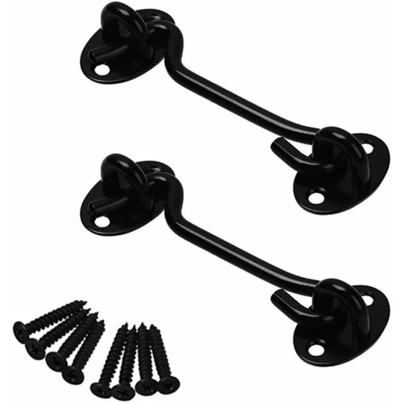 BSR - Cerradura de puerta de acero inoxidable con gancho para puerta de garaje de 2 piezas - Negro barato