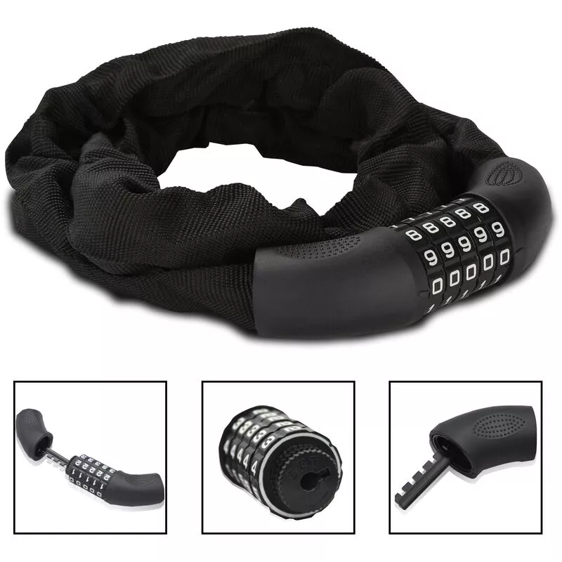 Bicycle Lock de 900 mm de acero de bloqueo de cadena de largo con números para bicicletas