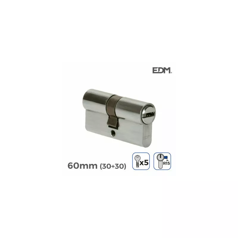 Bombin niquel 60mm (30+30mm) leva larga r15 con 5 llaves seguridad incluidas Edm barato