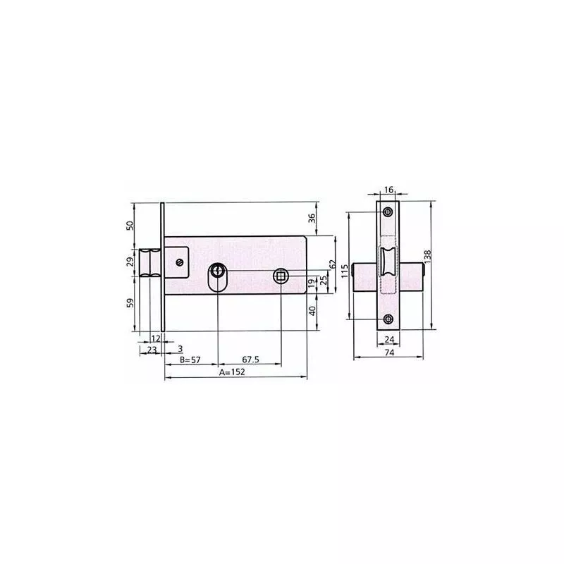 CVL - cerradura 1981-60 hierro niquel/cerradero largo barato