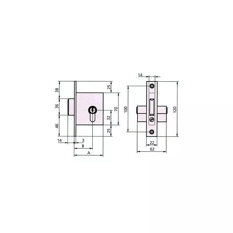 CVL - cerradura embutir 1960-A 60 2 hl. barato