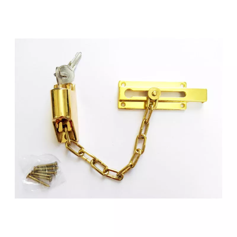 Cadena Seguridad con llave. Oro barato