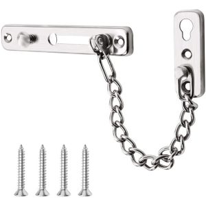 Cadena de Puerta de Acero Inoxidable Cerradura Puerta de Seguridad con Tornillos para Hoteles Apartamentos Dormitorios Plata barato