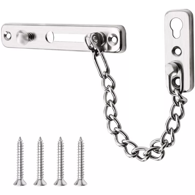 Cadena de Puerta de Acero Inoxidable Cerradura Puerta de Seguridad con Tornillos para Hoteles Apartamentos Dormitorios Plata barato