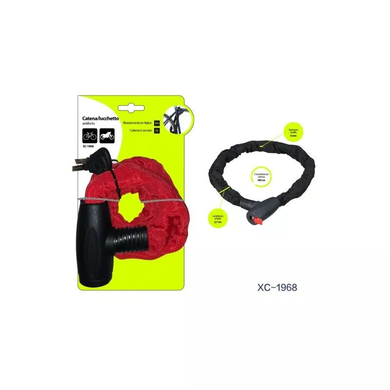 Cadena de candado antirrobo de acero con bicicleta de recubrimiento de nylon bicicleta XC-1968 barato