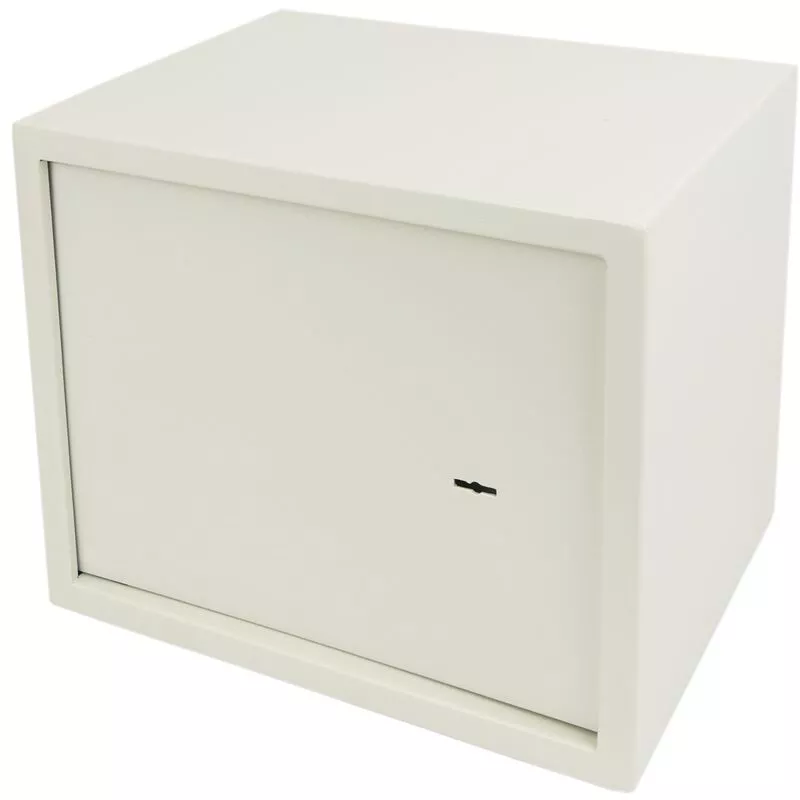 Caja fuerte de seguridad de acero beige con llaves 38 x 30 x 30 cm - Prixprime barato