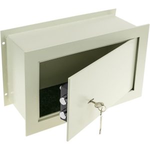 Caja fuerte de seguridad empotrada de acero con llaves 36x15x23cm beige - Primematik barato