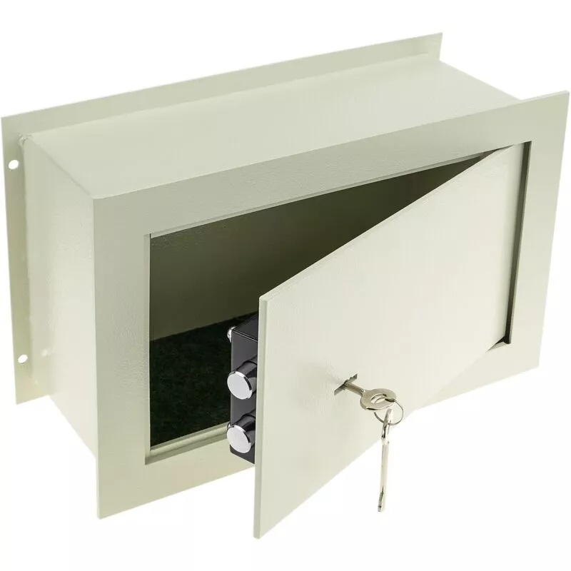 Caja fuerte de seguridad empotrada de acero con llaves 36x15x23cm beige - Primematik barato