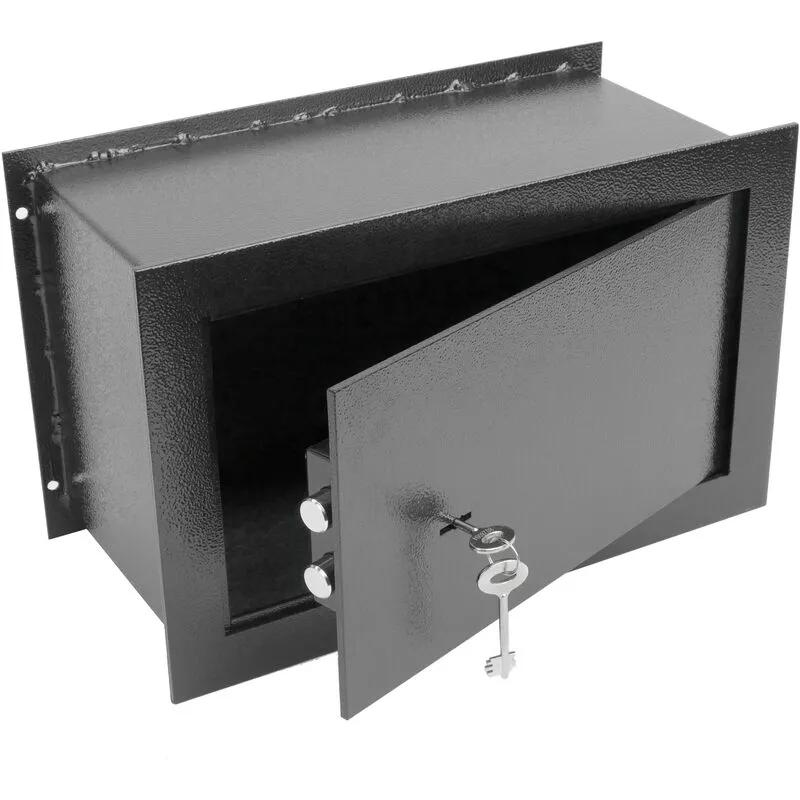 Caja fuerte de seguridad empotrada de acero con llaves 36x15x23cm negra - Primematik barato