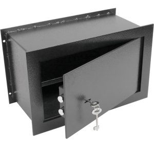 Caja fuerte de seguridad empotrada de acero con llaves 40x20x25cm negra - Primematik barato