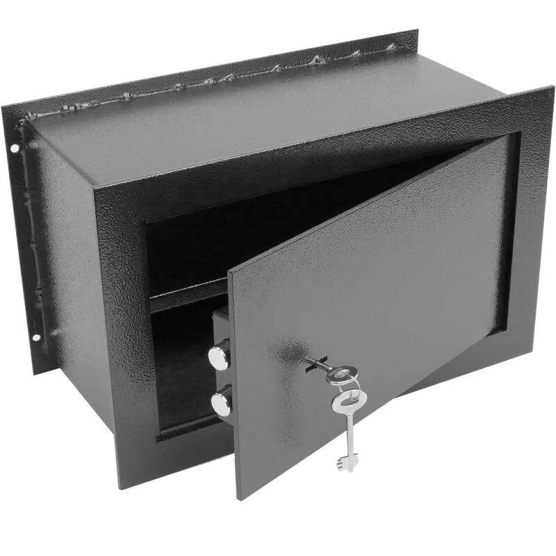 Caja fuerte de seguridad empotrada de acero con llaves 40x20x25cm negra - Primematik barato