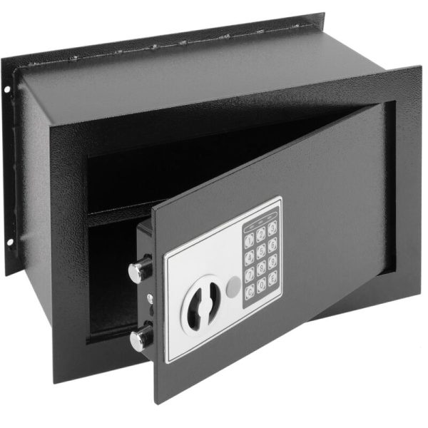 Caja fuerte de seguridad negra empotrada con código electrónico digital 40x20x25cm - Prixprime barato