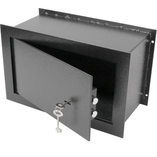 Caja Fuerte De Seguridad Negra Empotrada De Acero Con Llaves 26X15X18Cm - Prixprime Barato