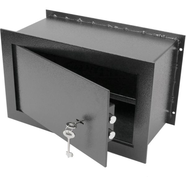 Caja Fuerte De Seguridad Negra Empotrada De Acero Con Llaves 40X20X25Cm - Prixprime Barato