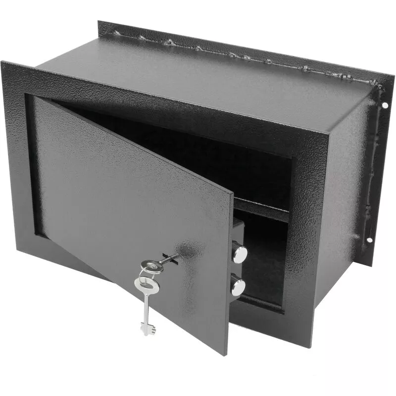 Caja fuerte de seguridad negra empotrada de acero con llaves 40x20x25cm - Prixprime barato
