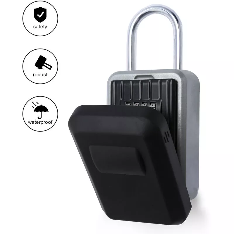 Caja fuerte impermeable para llaves Caja fuerte de pared para llaves Caja fuerte de exterior para llaves Caja fuerte de pared para llaves - Negro barato