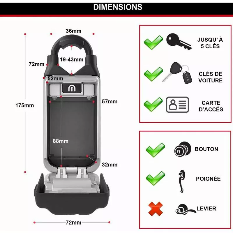 Caja fuerte para Llaves - Seguridad reforzada - Con arco - Pulsador - 5422EURD - Caja de seguridad - Master Lock barato