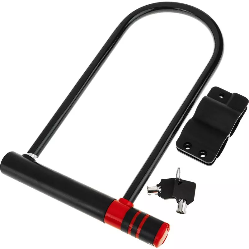 Candado antirrobo de acero para bicicleta y motocicleta 190 x 300 mm en forma de u con llave - Primematik barato