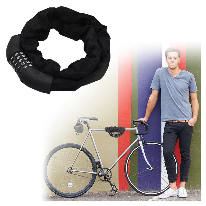 Candado de bicicleta 120cm candado de bicicleta candado de cadena candado de combinación negro - Negro - Hengda barato