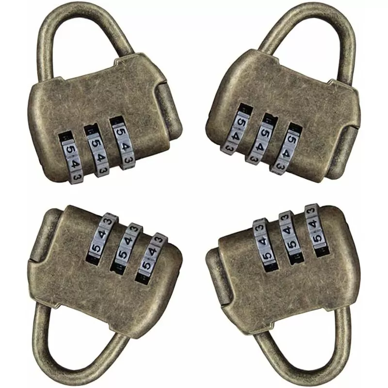 Candado de combinación de 4 piezas Candado de combinación Candado de combinación antirrobo Candado de combinación retro de 3 dígitos barato
